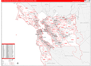 San Francisco-Oakland-Hayward Metro Area Wall Map Red Line Style